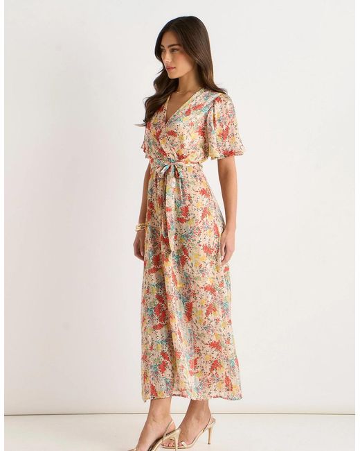 Gini London Multicolor Floral Jacquard Chiffon Midi Dress