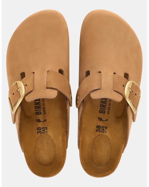 Birkenstock Boston Brown Big Buckle Nubuck Leather Clogs