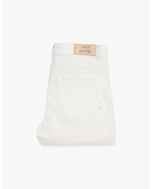 Vingt Quatre Denim White Vingt Quatre Taper Fit Chalk Garment Dye Jeans for men