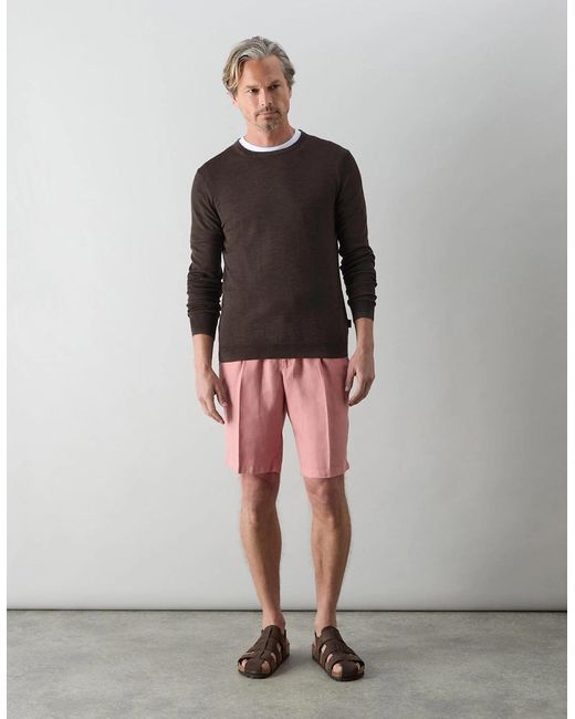 Oliver Sweeney Brown Merino Wool Crew Neck Jumper for men