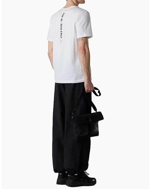 The North Face White Vertical Logo T-Shirts Crew Neck Short Sleeve Soft Cotton Tee for men