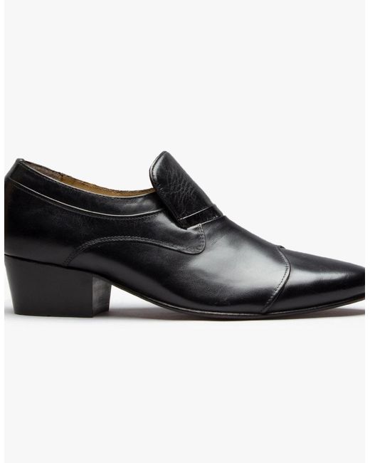 Club Cubano Black Carluccio Leather Cuban Heel Shoes for men