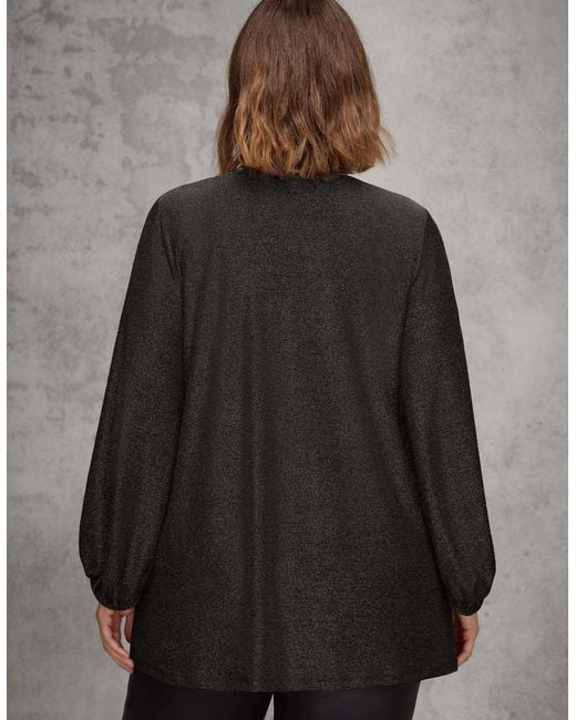 Live Unlimited London Gray Sparkle V Neck Jersey Tunic