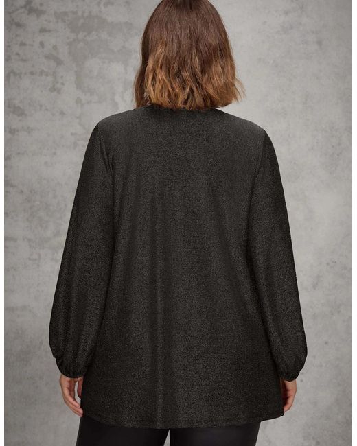Live Unlimited London Black Petite Sparkle V Neck Jersey Tunic