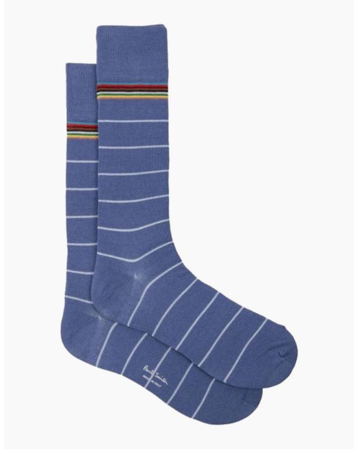 Paul Smith Blue Ps Haider Pinstripe Socks 45 Cobalt for men