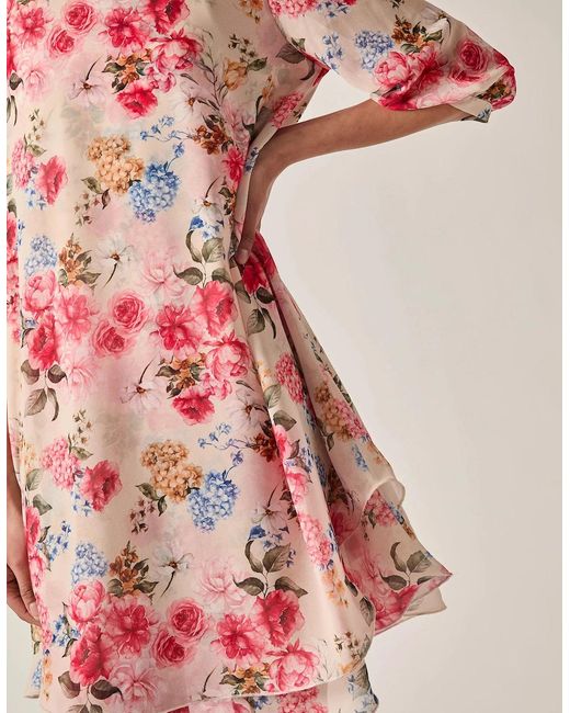 James Lakeland Red Flower Print Wave Hem Dress
