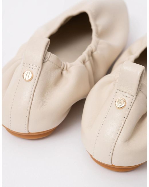 Fitflop White Delicato Poise Leather Ballerina Shoes