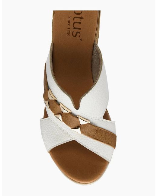 Lotus White Barracuda Wedge Sandals