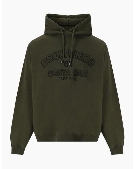DSquared² Green Loose Fit Santa Dan Logo Hoodie for men