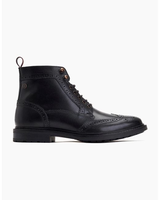 Base London Black London Dealer Leather Ankle Boots for men