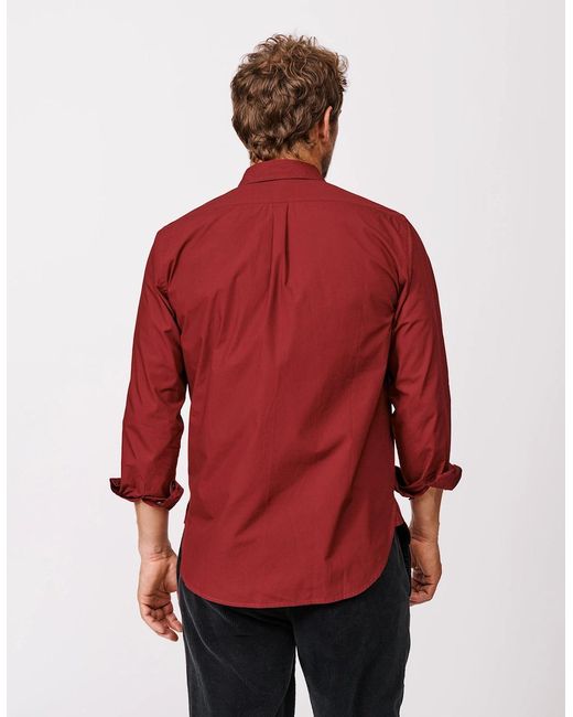 aubi Red Chase Poplin Shirt for men