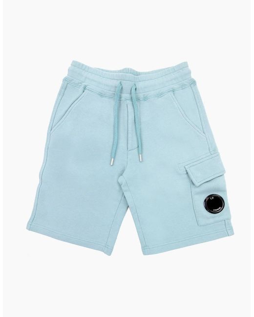 C P Company Blue Undersixteen Lens Logo Bermuda Shorts Mineral 811