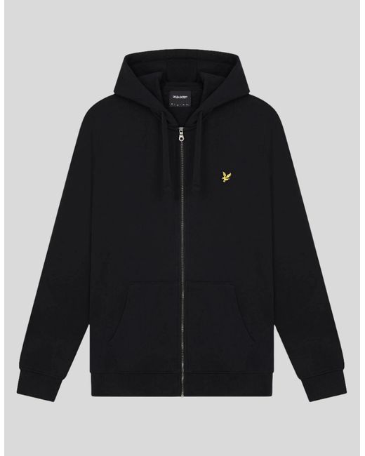 Lyle & Scott Black Loopback Cotton Full Zip Hoodie for men