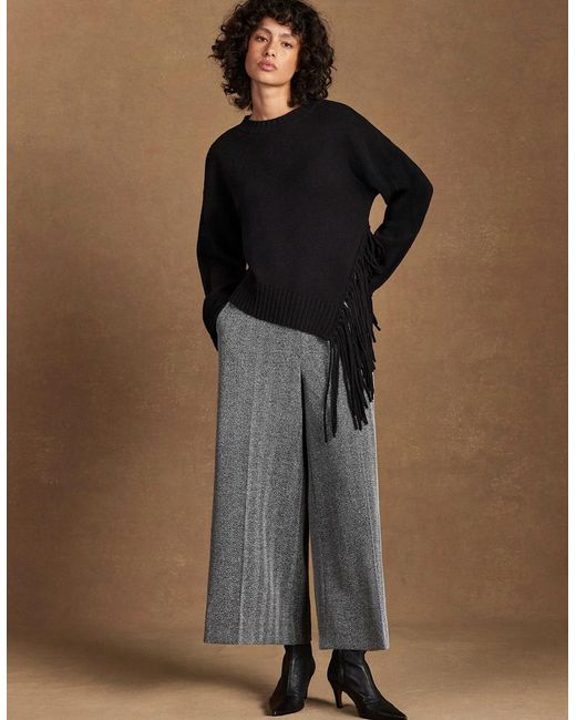 Ro&zo Gray Petite Herringbone Culottes
