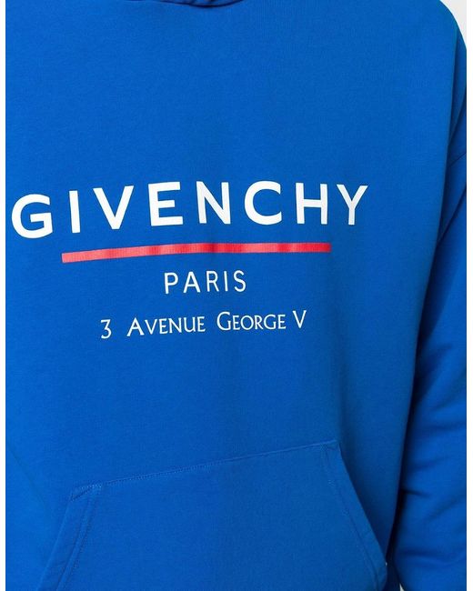 Givenchy Blue Address Hooded Sweatshirt Ocean for men