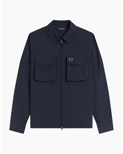 Fred Perry Blue Ripstop Pocket Overshirt for men