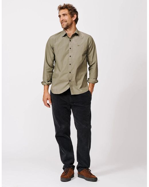 aubi Brown Chase Poplin Shirt for men