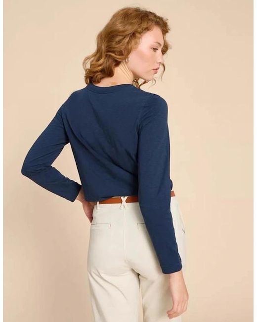 White Stuff Blue Clara Long Sleeve Tee Dark