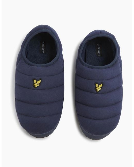 Lyle & Scott Blue Padded Textured Moccasin Slippers for men