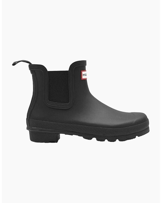 Hunter Black Ladies Original Waterproof Block Heel Chelsea Boots