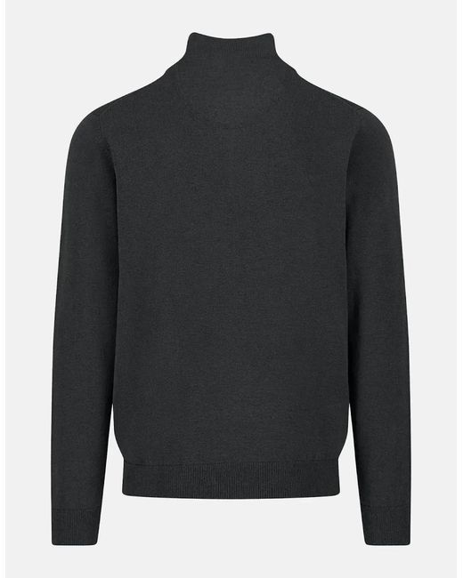 Fynch-Hatton Gray Fine Knit Cotton 1/4 Zip for men