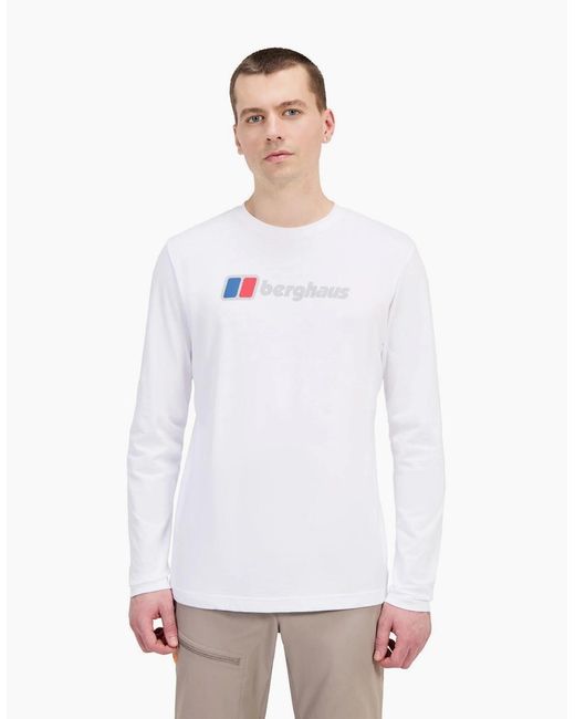 Berghaus White Big Logo Long Sleeve T-Shirt for men