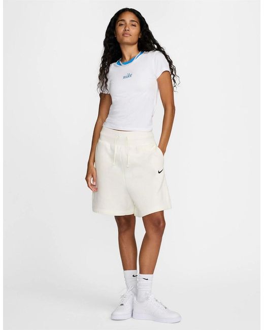 Nike White Crew Neck Lettering Slim Fit Short Sleeve T-Shirt