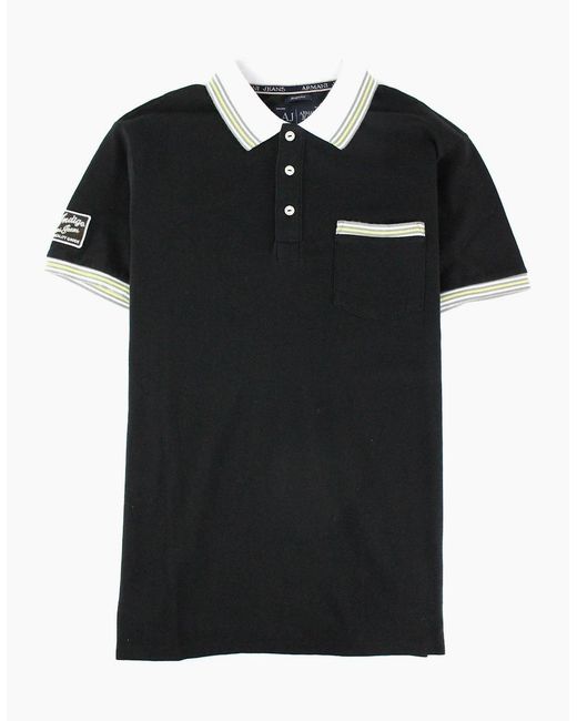 Armani Jeans Black Front Pocket S/S Polo for men