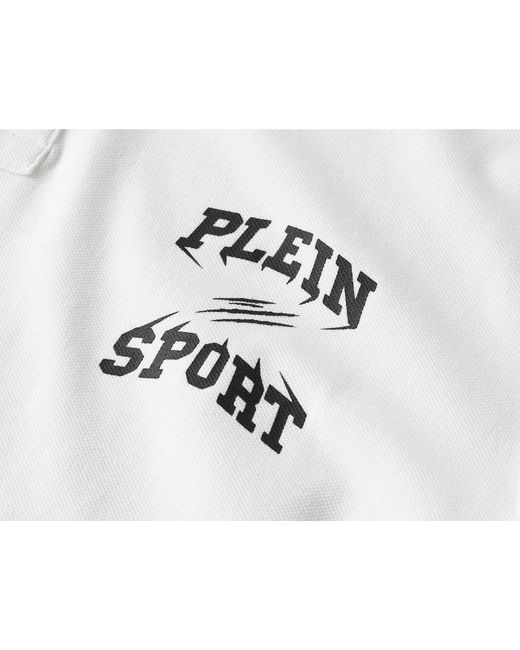 Philipp Plein White Plein Sport Small Logo Polo Shirt for men