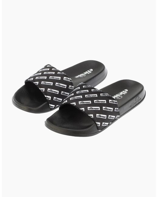 Ellesse Black Morgans All Over Logo Slides for men