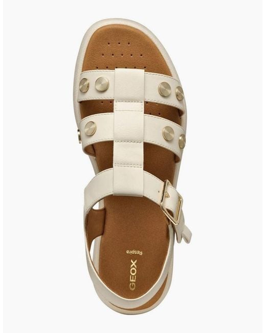 Geox White D Camalei Studded Sandals