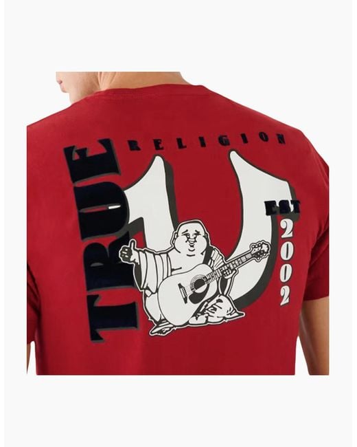 True Religion Red 107810 T Shirts Short Sleeve Buddha Soft Summer Crew Neck Tee for men