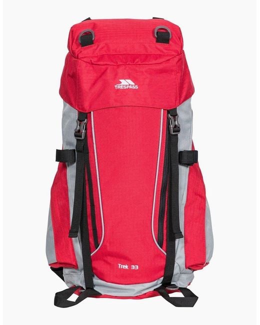 Trespass Red Trek 33L Rucksack Backpack With Logo for men