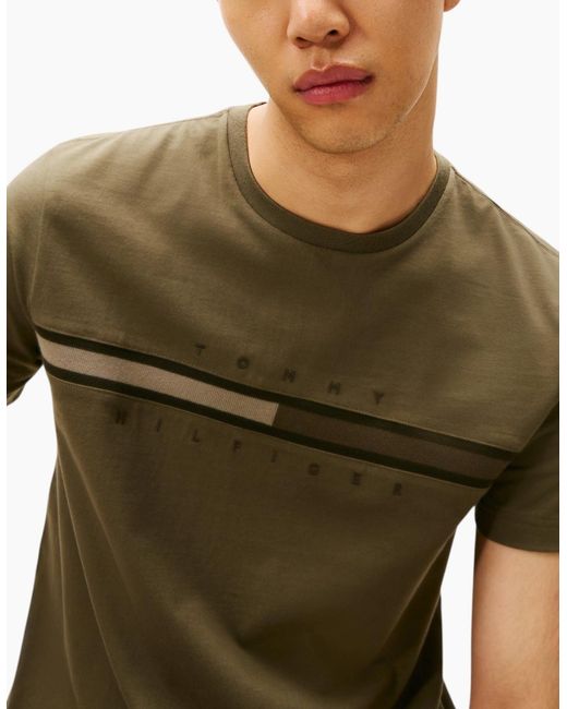 Tommy Hilfiger Green T Shirts Crew Neck Regular Fit Cotton Tino Tee for men