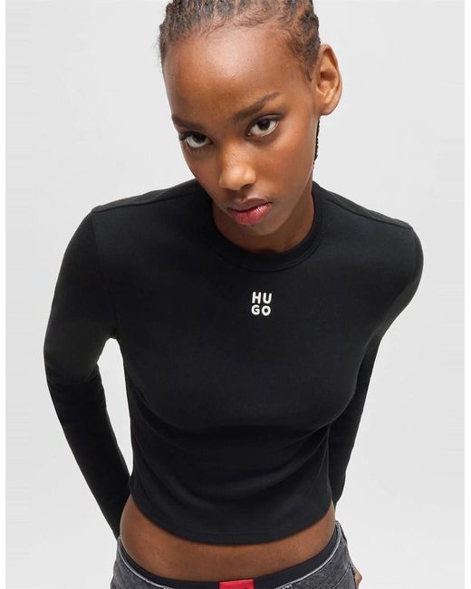 Boss Blue Cropped Crew Neck Slim Fit T-Shirt