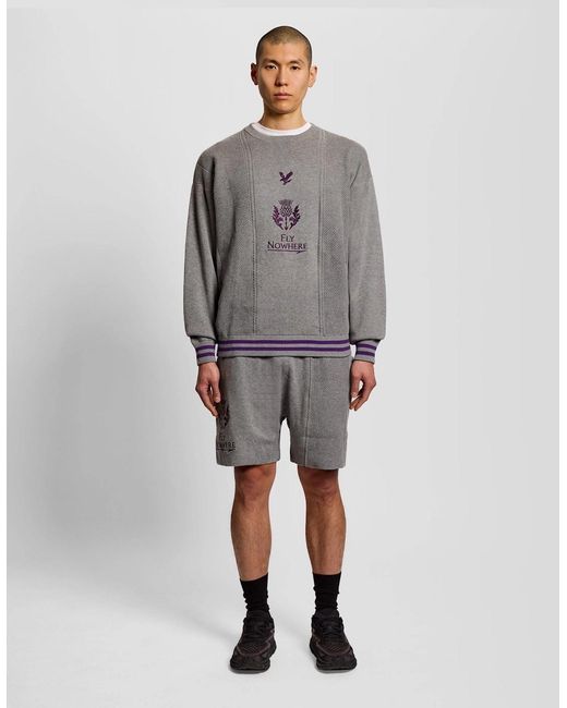 Lyle & Scott Gray Engineered Stripe Jumper for men
