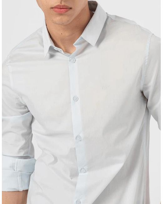 ARMANI EXCHANGE Gray Print Logo Button Up Light Shirt for men