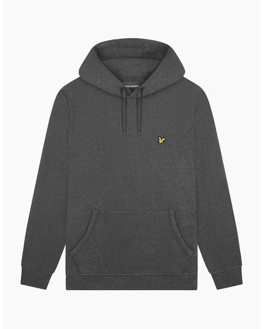 Lyle & Scott Gray Lyle & Scott Branded Charcoal Marl Pull-Over Hoodie for men