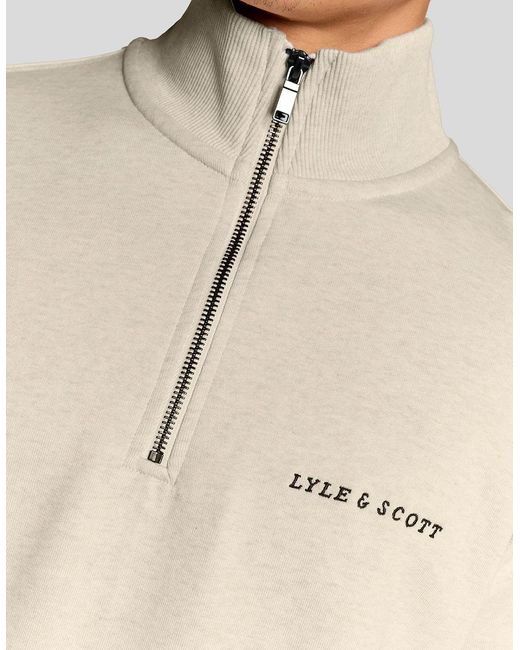 Lyle & Scott Natural Heavyweight Script 1/4 Zip Sweatshirt for men