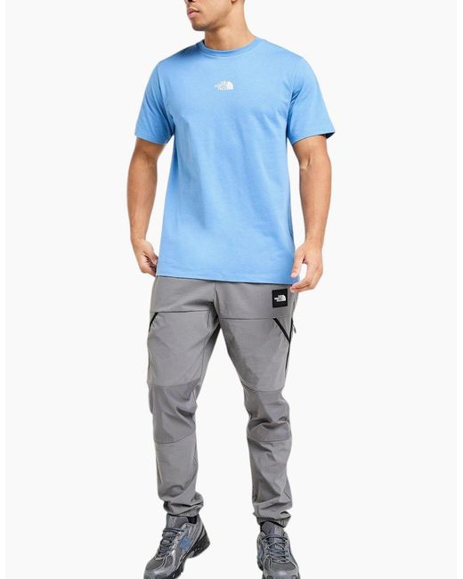 The North Face Blue T Shirt Centre Logo Crew Neck Short Sleeve Cotton Summer Tee for men
