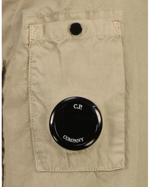 C P Company Green Gabardine Half Zip Lens Overshirt for men