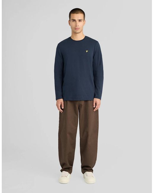 Lyle & Scott Blue Boxy Long Sleeve Cotton T-Shirt for men