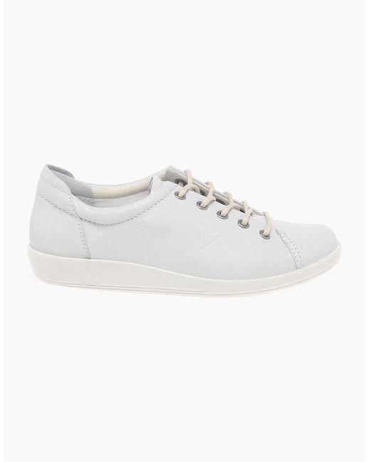 Ecco White Soft 2 Lace Casual Shoes