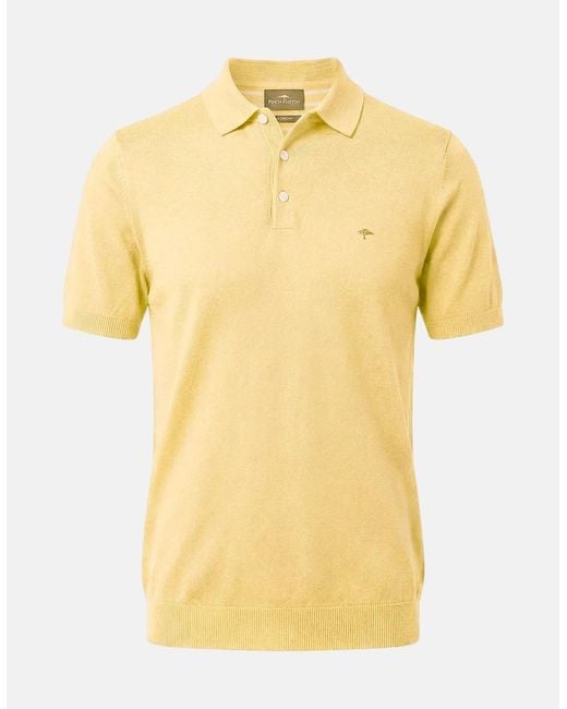 Fynch-Hatton Yellow Fine Knit Air Cotton Polo Shirt Pale for men
