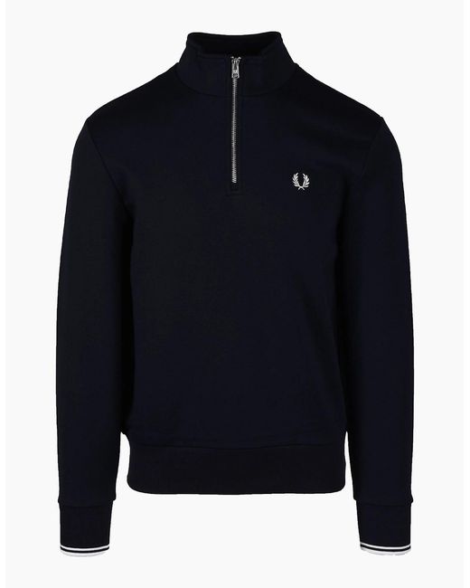 Fred Perry Blue Half Zip Sweatshirt for men