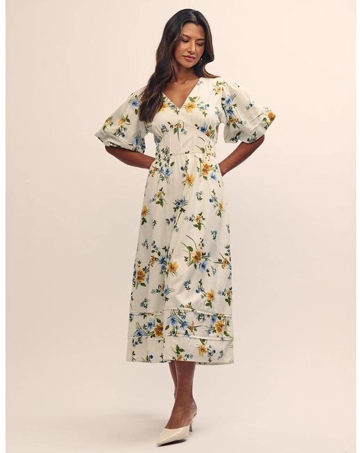 Nobody's Child Natural Clover V-Neck Midi Dress
