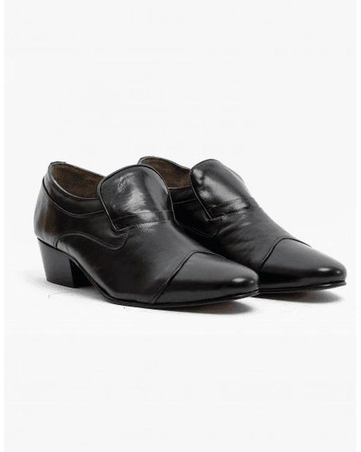Club Cubano Black Carluccio Leather Cuban Heel Shoes for men