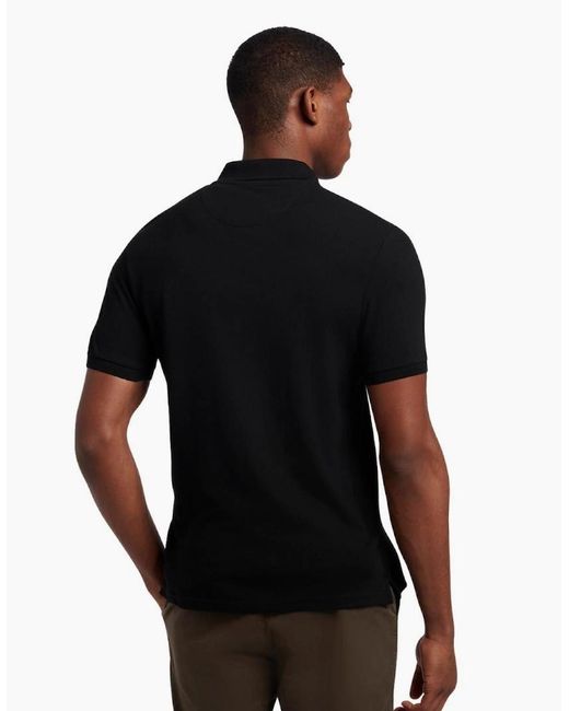Lyle & Scott Black Lyle & Scott Branded Chest Logo Jet Polo Shirt for men