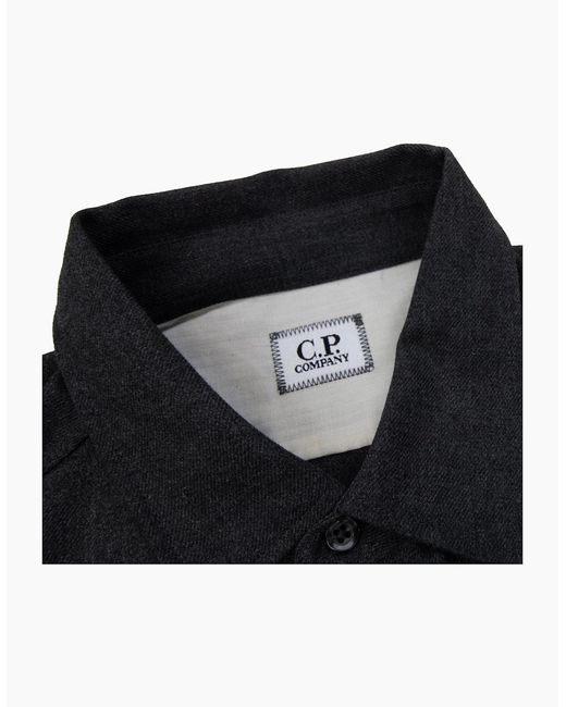 C P Company Blue Front Pocket Button Up Overshirt Dark for men