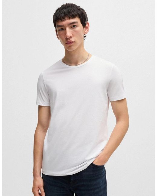 Boss White Hugo Round Two-Pack Of Slim-Fit T-Shirts for men